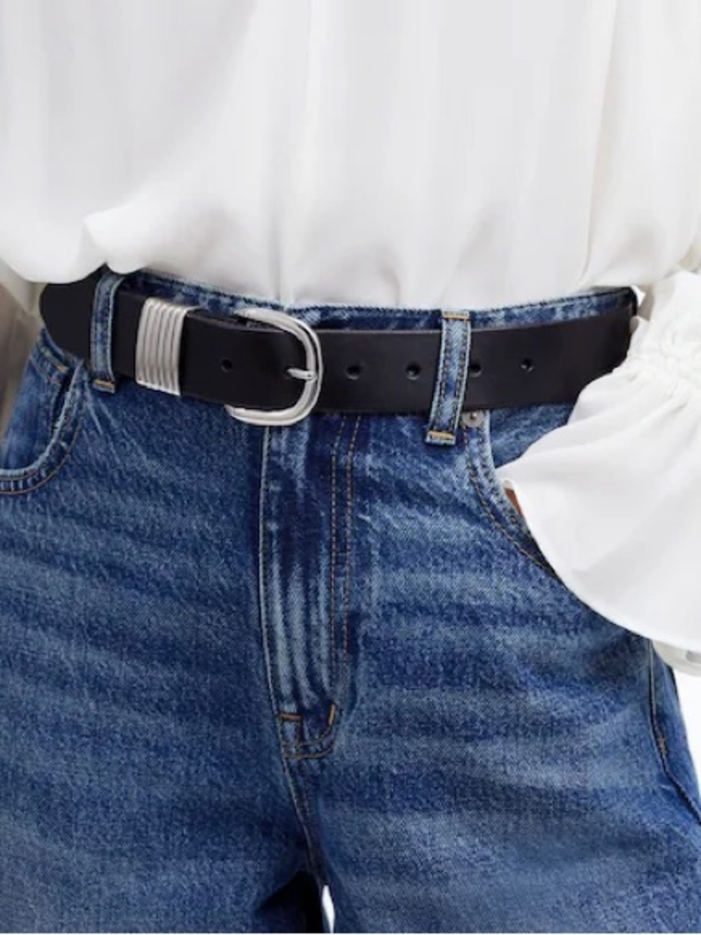 Madewell Silver Buckle Leather Belt NWT size x small